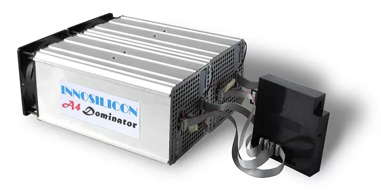 Innosilicon A4 Dominator asic miner on white background