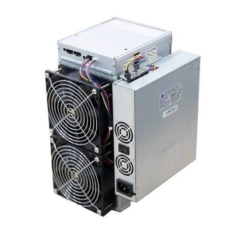 Canaan AvalonMiner 1047 asic miner on white background