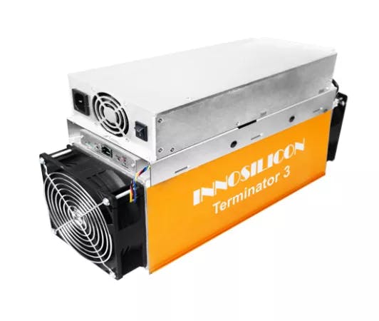 Innosilicon T3 (43Th) asic miner on white background