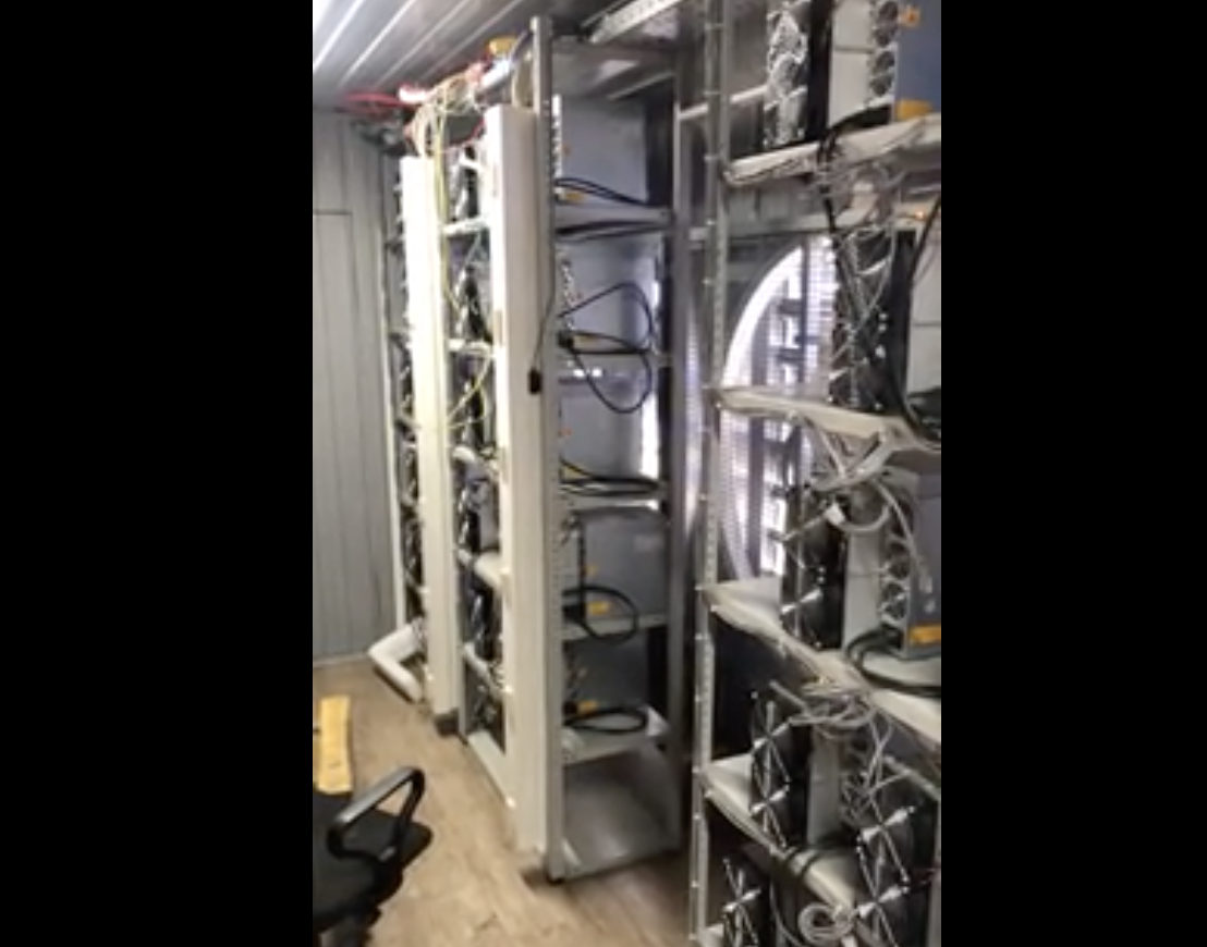 Private mining farm in shipping container